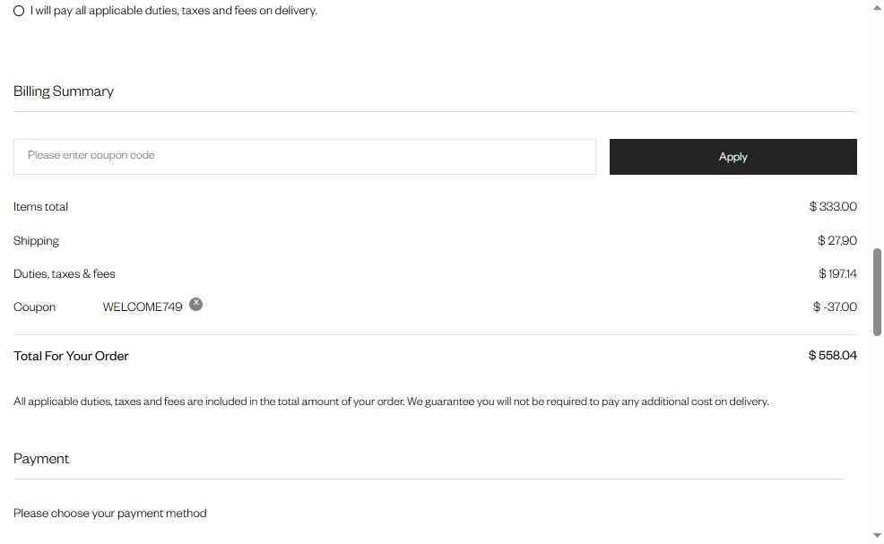 The Fold checkout page showing The Fold coupon code box | Screenshot taken by SimplyCodes community member on Feb 7, 2026