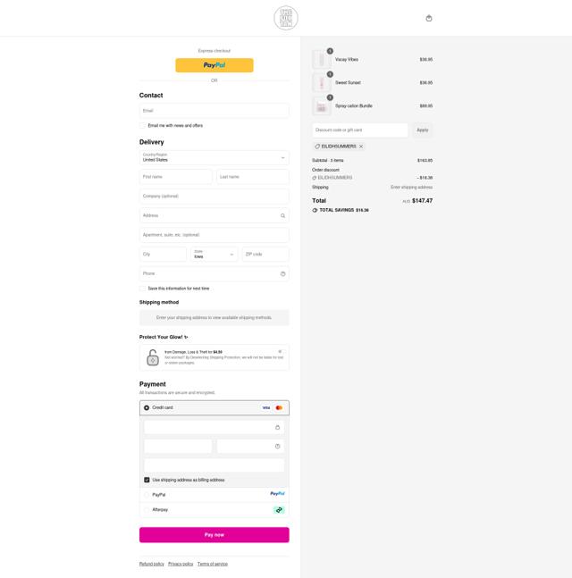 The Fox Tan checkout page showing The Fox Tan discount code box | Screenshot taken by SimplyCodes community member on Sep 12, 2025