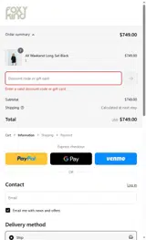 The Foxy Kind coupon verification screenshot
