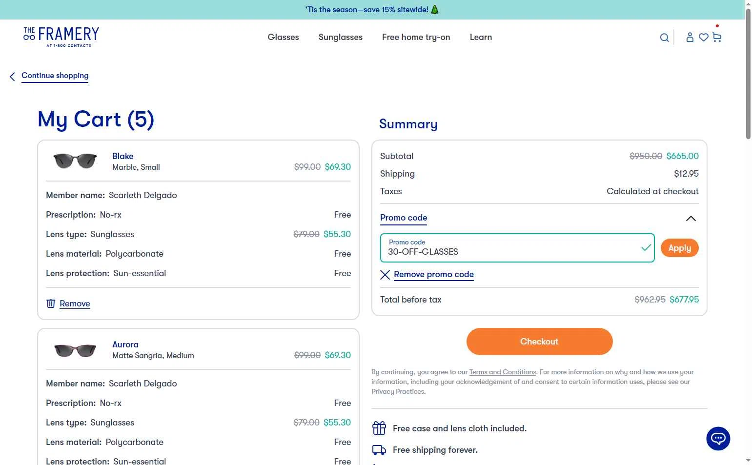The Framery checkout page showing The Framery promo code box | Screenshot taken by SimplyCodes community member on Dec 22, 2025