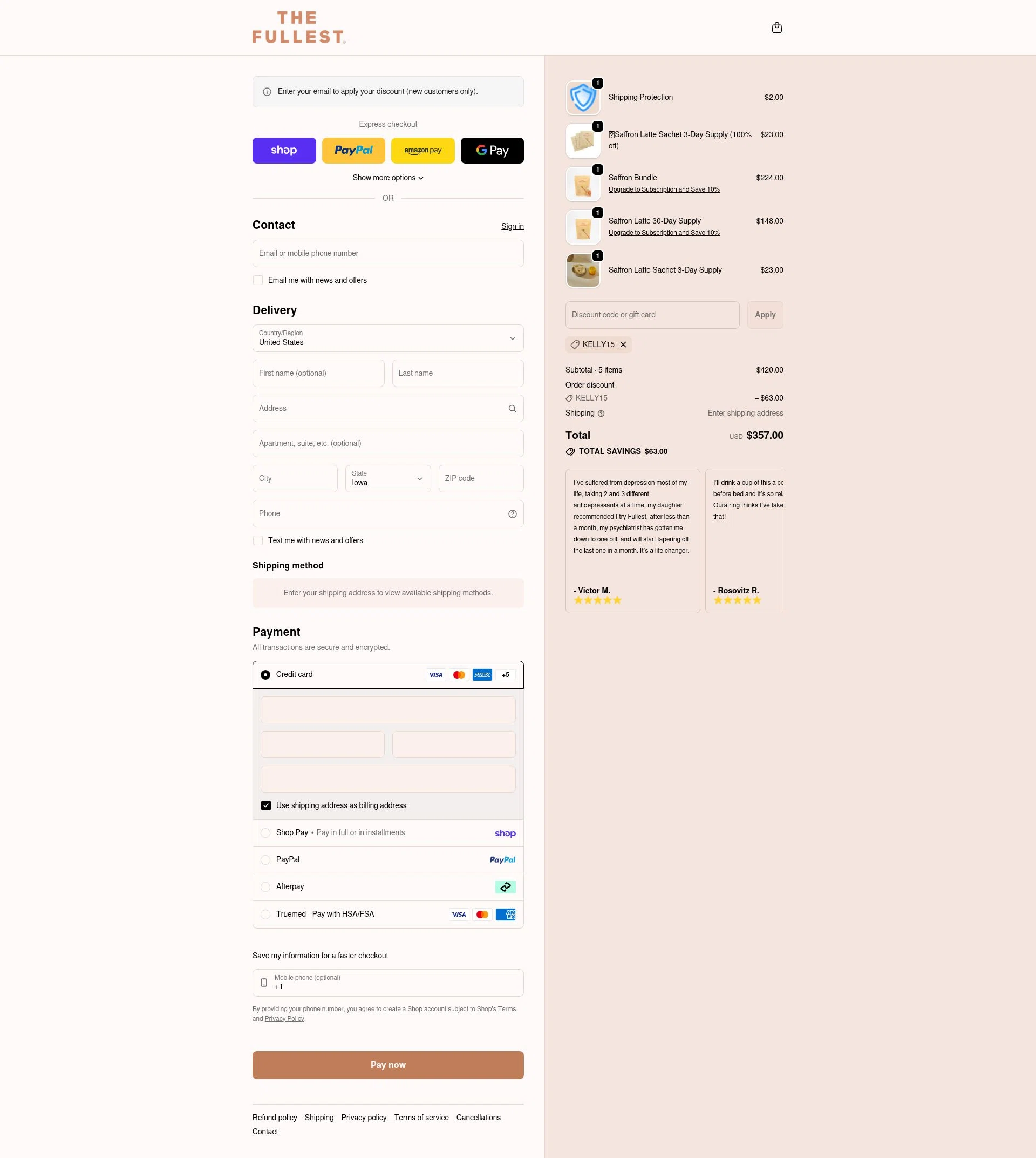 THE FULLEST checkout page showing THE FULLEST discount code box | Screenshot taken by SimplyCodes community member on Feb 10, 2026