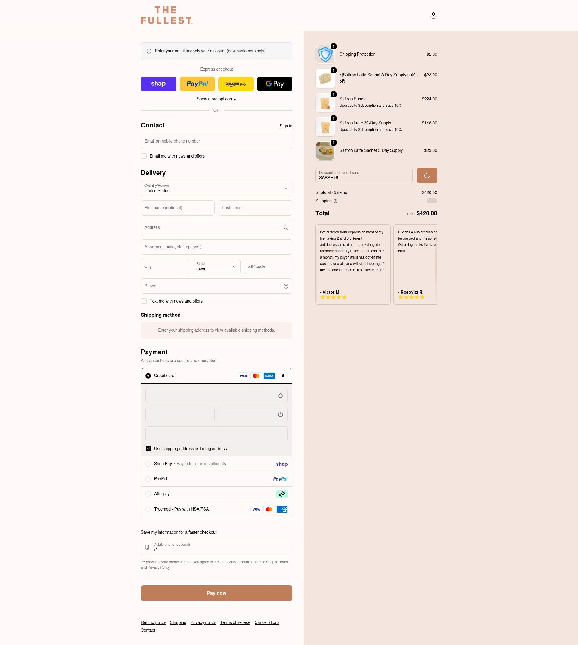 THE FULLEST checkout page showing THE FULLEST discount code box | Screenshot taken by SimplyCodes community member on Feb 10, 2026