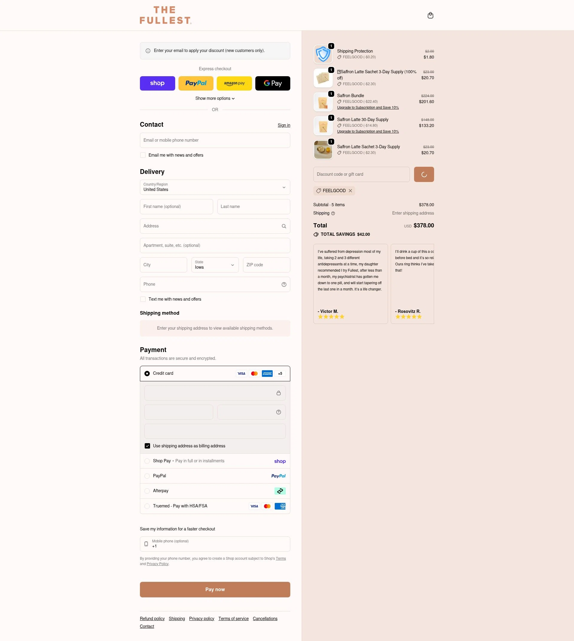 THE FULLEST checkout page showing THE FULLEST discount code box | Screenshot taken by SimplyCodes community member on Feb 10, 2026
