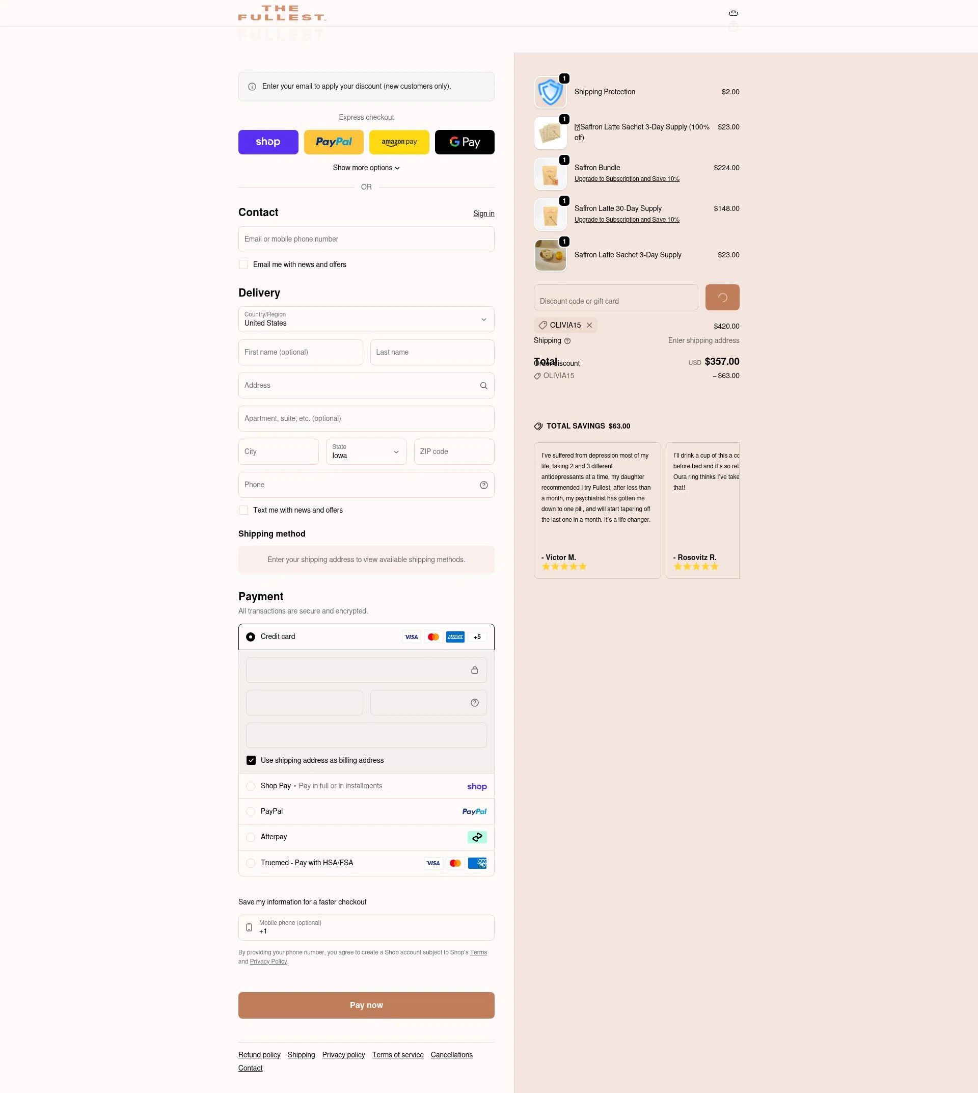 THE FULLEST checkout page showing THE FULLEST discount code box | Screenshot taken by SimplyCodes community member on Feb 10, 2026