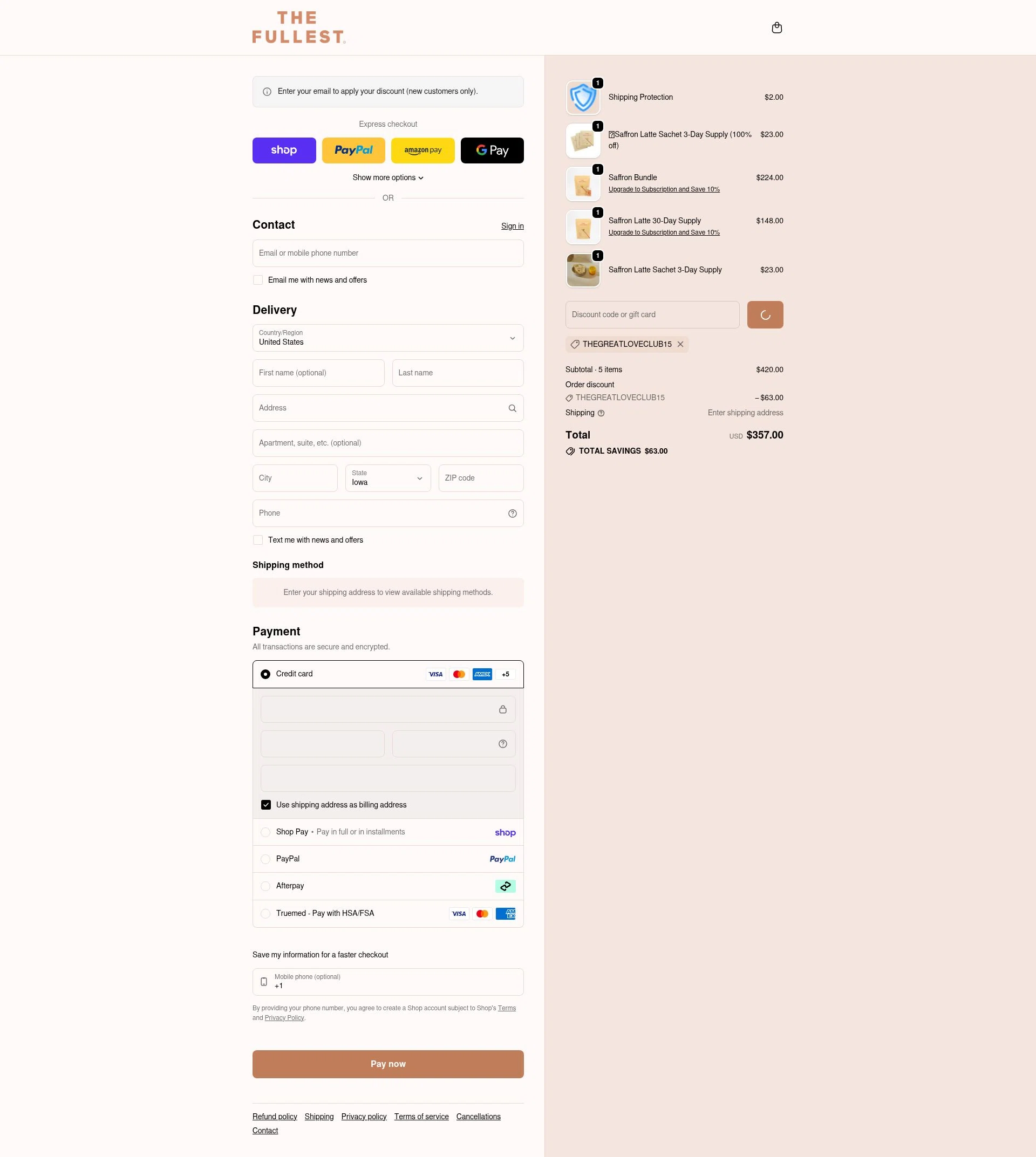 THE FULLEST checkout page showing THE FULLEST discount code box | Screenshot taken by SimplyCodes community member on Feb 10, 2026