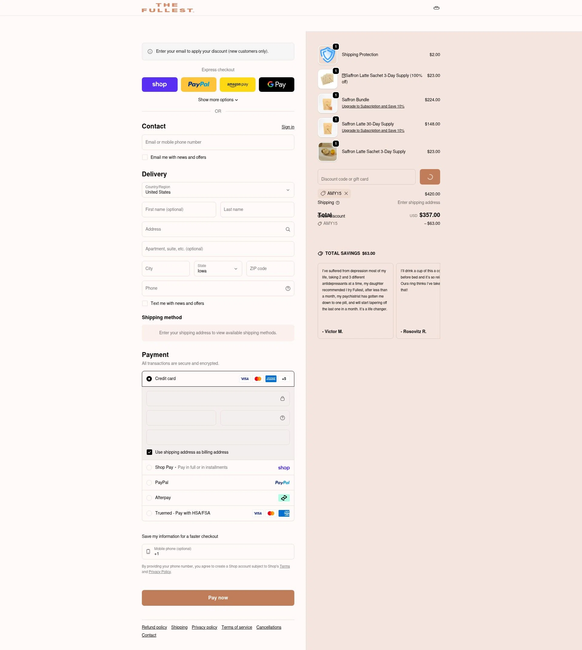THE FULLEST checkout page showing THE FULLEST discount code box | Screenshot taken by SimplyCodes community member on Feb 10, 2026
