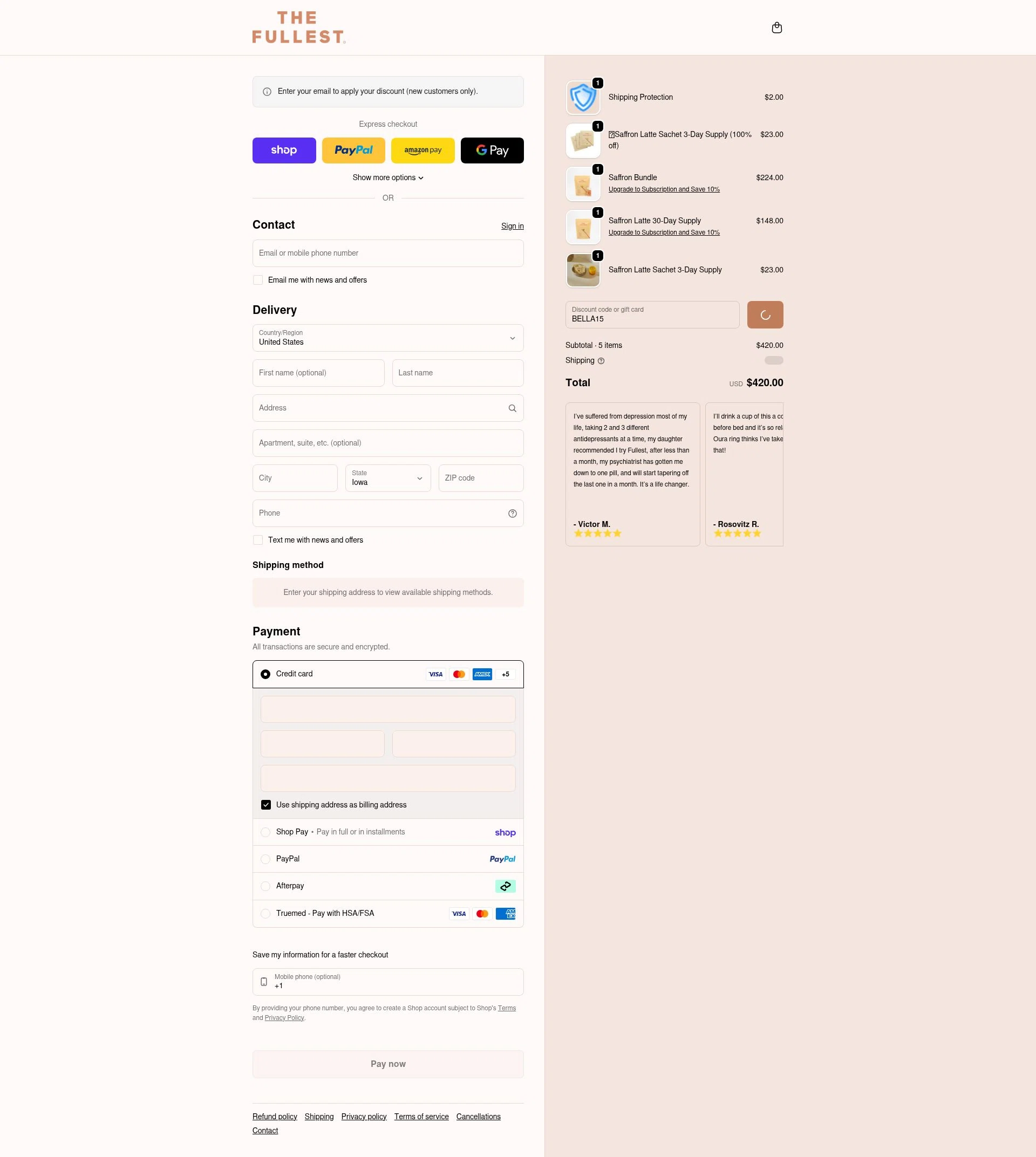 THE FULLEST checkout page showing THE FULLEST discount code box | Screenshot taken by SimplyCodes community member on Feb 10, 2026
