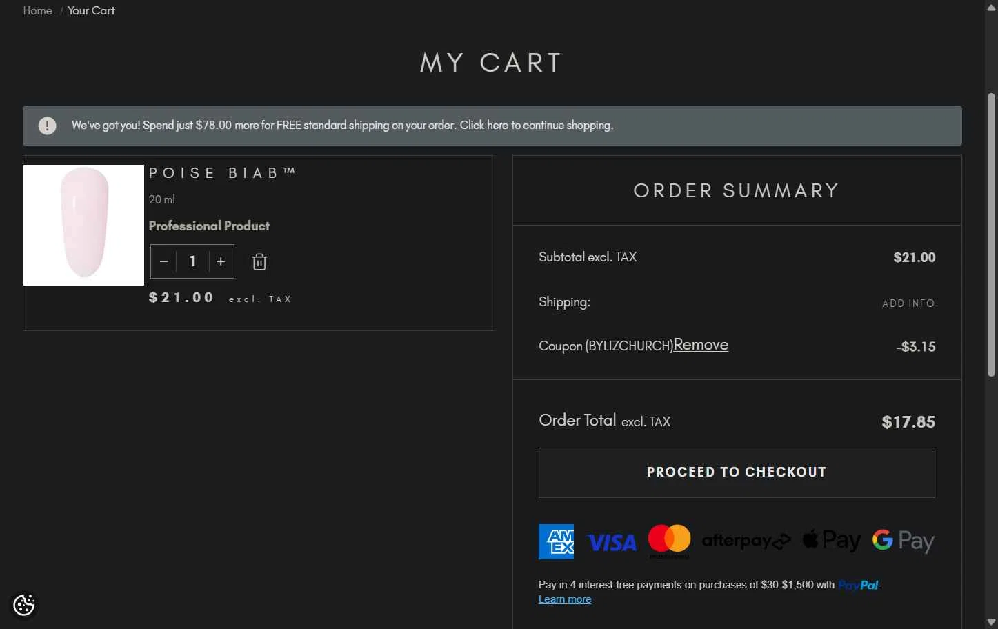 The Gel Bottle US checkout page showing The Gel Bottle US coupon code box | Screenshot taken by SimplyCodes community member on Jan 31, 2026