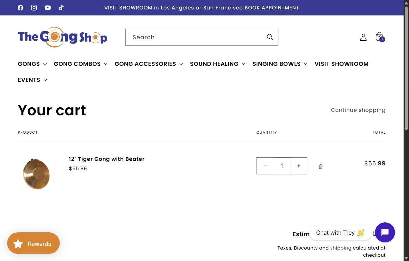 The Gong Shop checkout page showing The Gong Shop discount code box | Screenshot taken by SimplyCodes community member on Dec 26, 2025