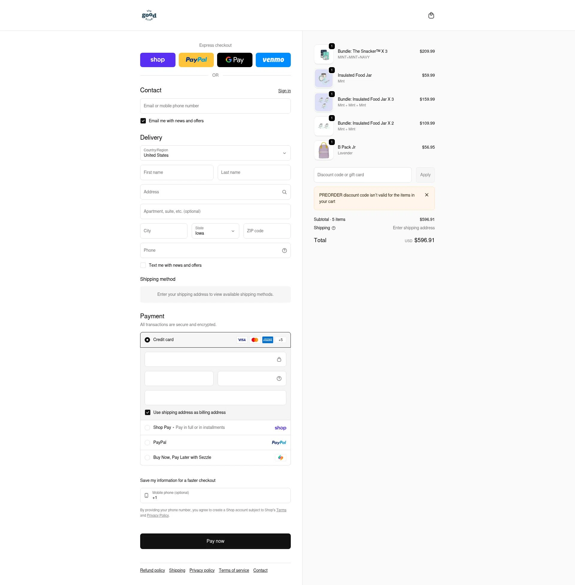 The Good Kiind checkout page showing The Good Kiind promo code box | Screenshot taken by SimplyCodes community member on Jan 31, 2026