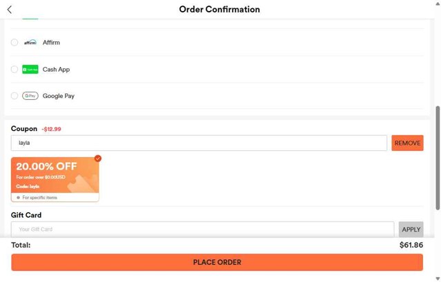 HALARA checkout page showing HALARA coupon code box | Screenshot taken by SimplyCodes community member on Aug 26, 2025
