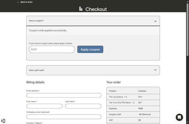 The Handy checkout page showing The Handy coupon code box | Screenshot taken by SimplyCodes community member on Aug 23, 2025