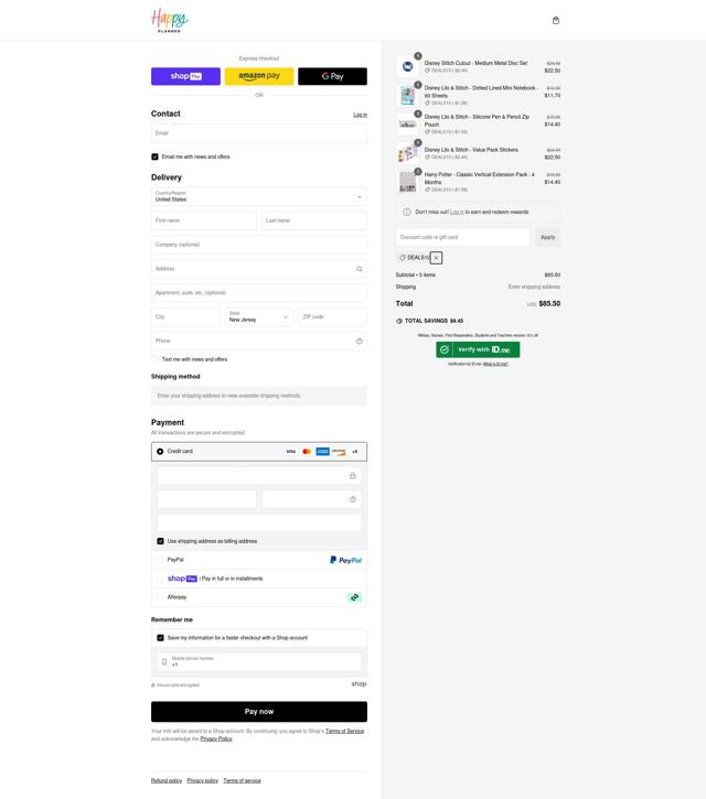 The Happy Planner checkout page showing The Happy Planner discount code box | Screenshot taken by SimplyCodes community member on Jan 14, 2025