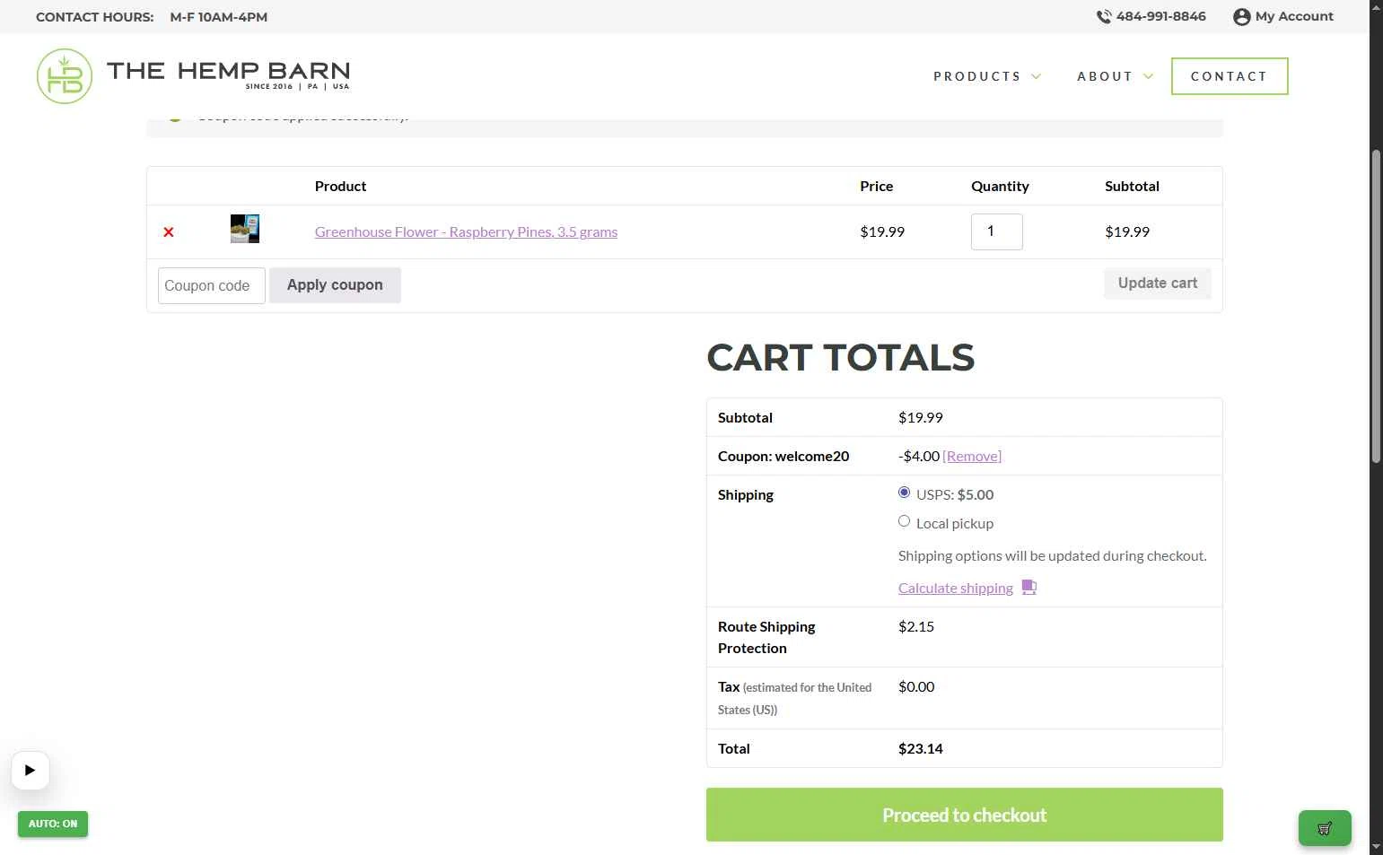 The Hemp Barn checkout page showing The Hemp Barn discount code box | Screenshot taken by SimplyCodes community member on Feb 3, 2026