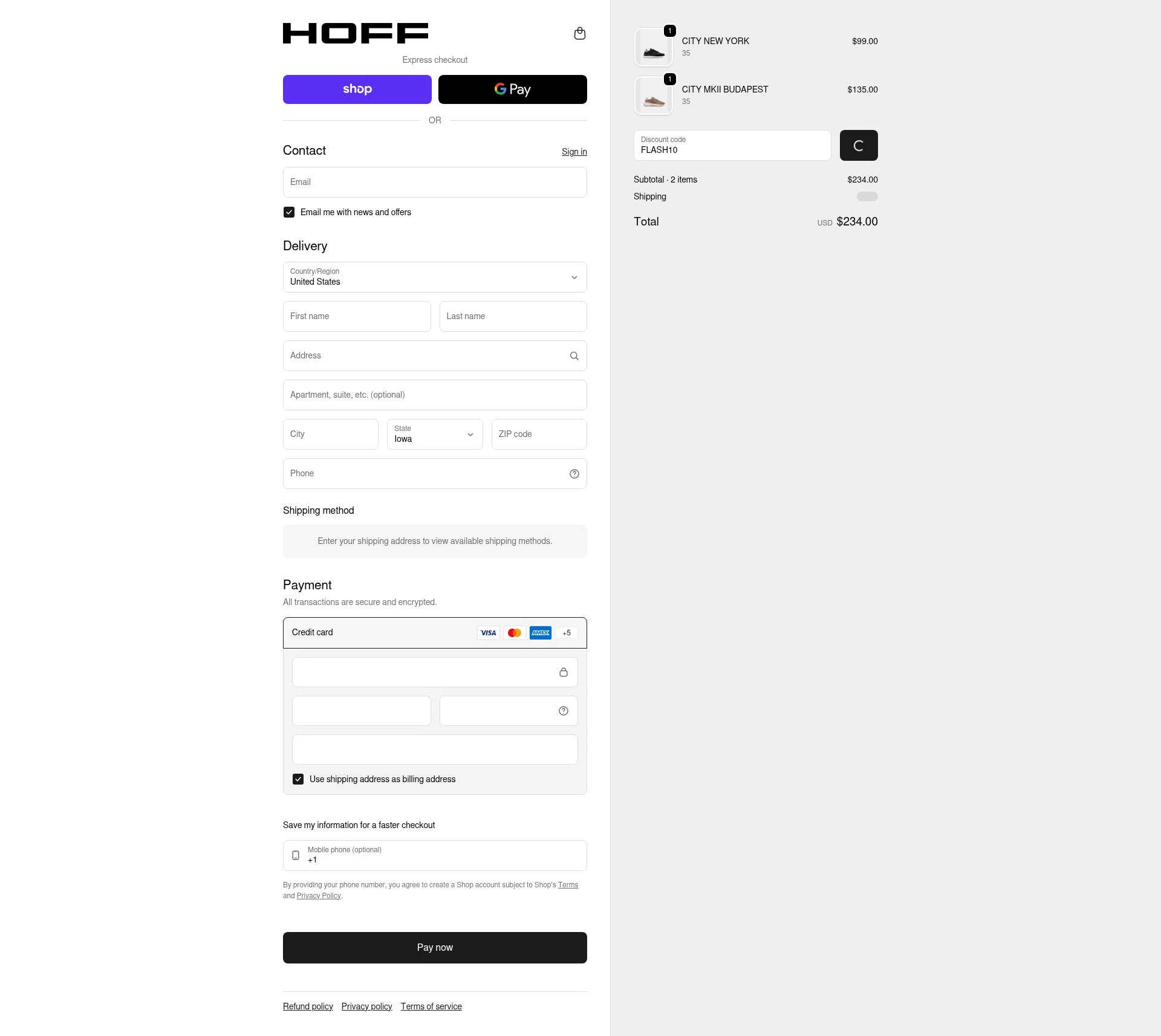 HOFF checkout page showing HOFF discount code box | Screenshot taken by SimplyCodes community member on Feb 18, 2026
