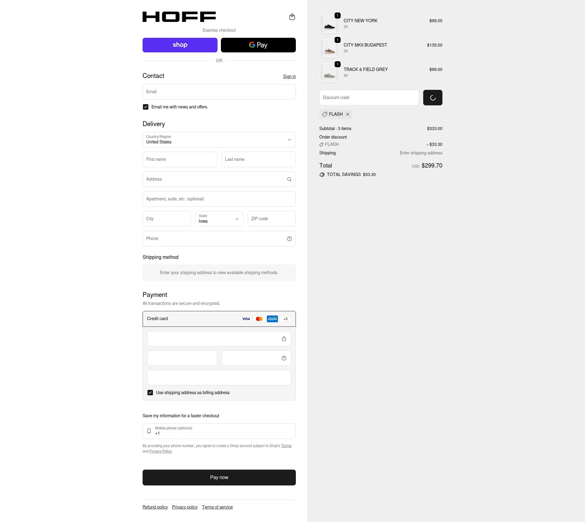 HOFF checkout page showing HOFF discount code box | Screenshot taken by SimplyCodes community member on Feb 9, 2026