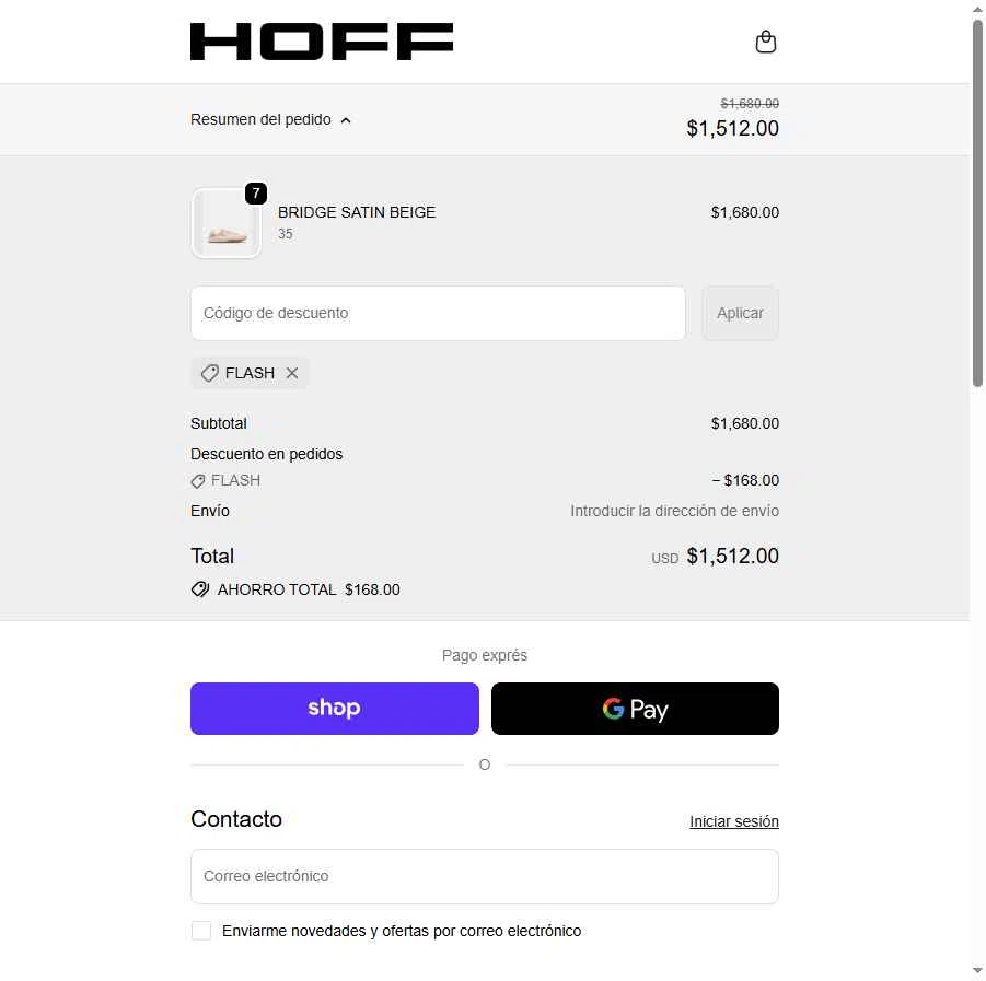 HOFF checkout page showing HOFF discount code box | Screenshot taken by SimplyCodes community member on Feb 18, 2026