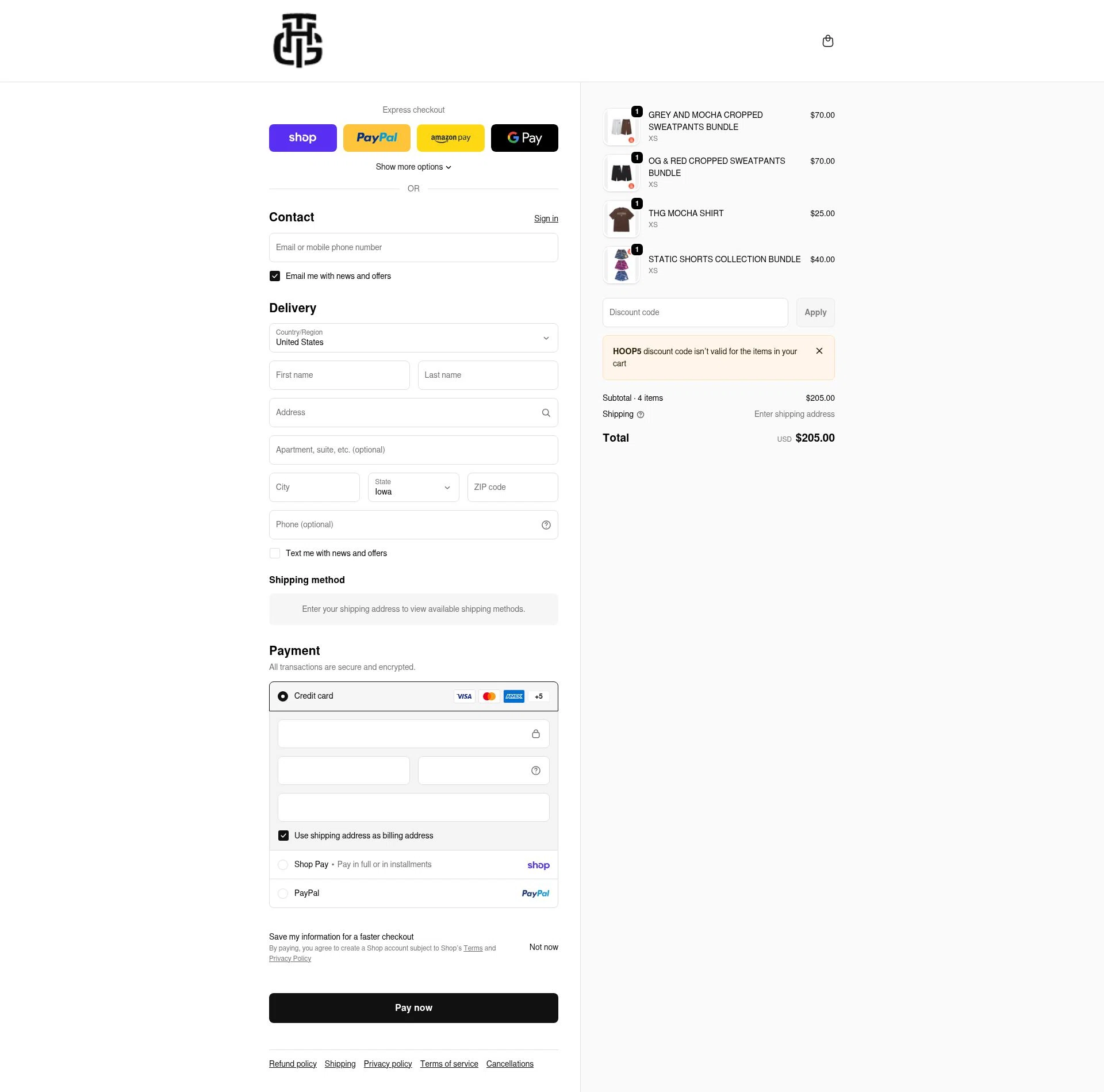 The Hoop Gang checkout page showing The Hoop Gang discount code box | Screenshot taken by SimplyCodes community member on Feb 16, 2026