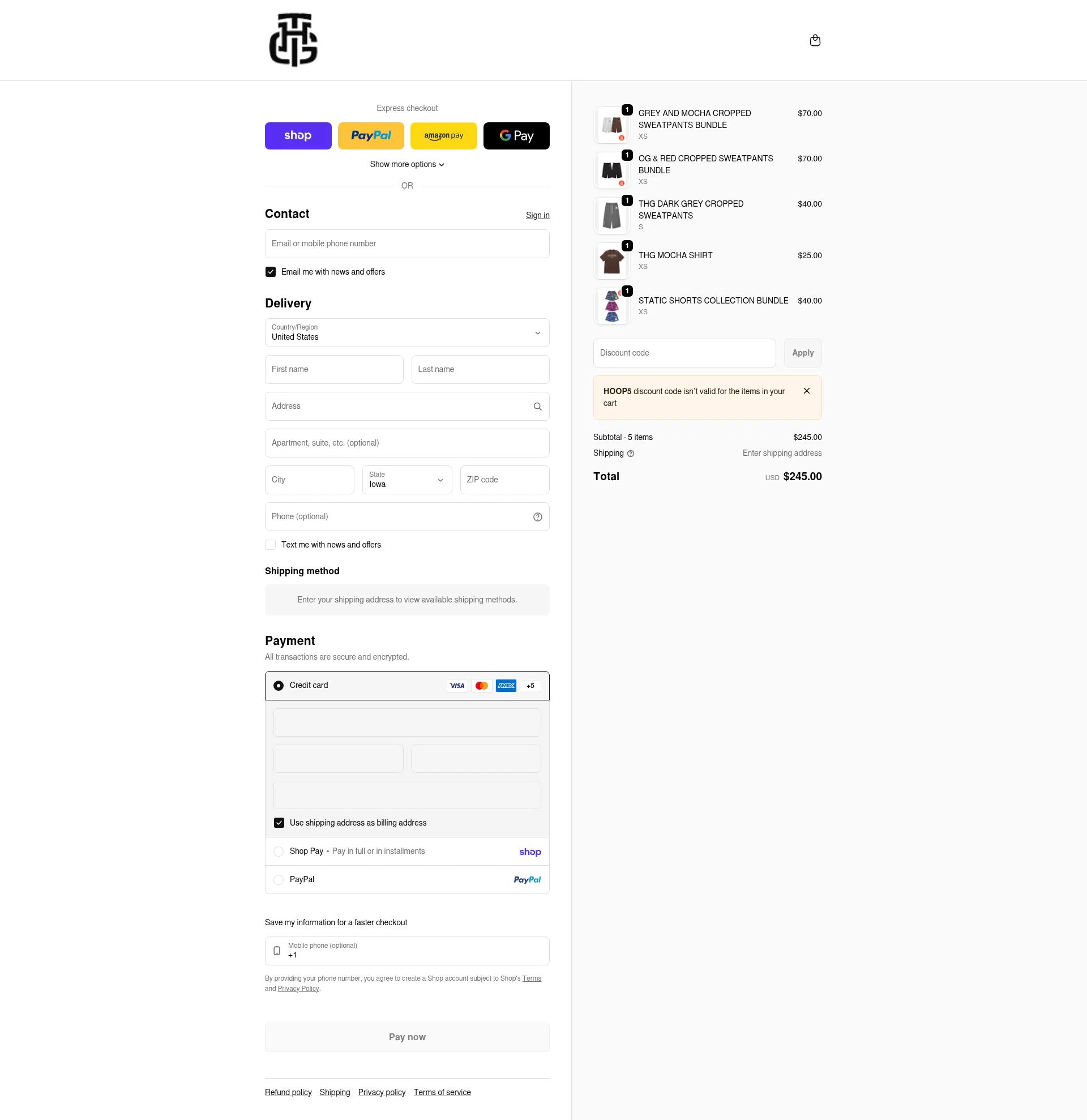 The Hoop Gang checkout page showing The Hoop Gang discount code box | Screenshot taken by SimplyCodes community member on Feb 7, 2026