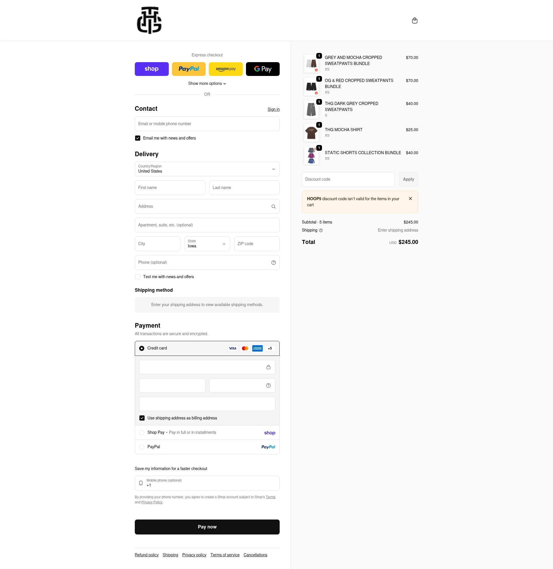 The Hoop Gang checkout page showing The Hoop Gang discount code box | Screenshot taken by SimplyCodes community member on Feb 12, 2026