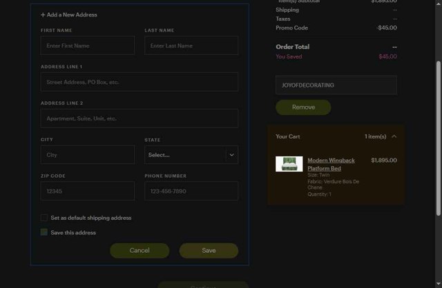 The Inside checkout page showing The Inside promo code box | Screenshot taken by SimplyCodes community member on Jun 14, 2025
