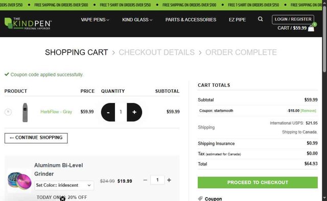 The Kind Pen checkout page showing The Kind Pen coupon code box | Screenshot taken by SimplyCodes community member on Aug 27, 2025