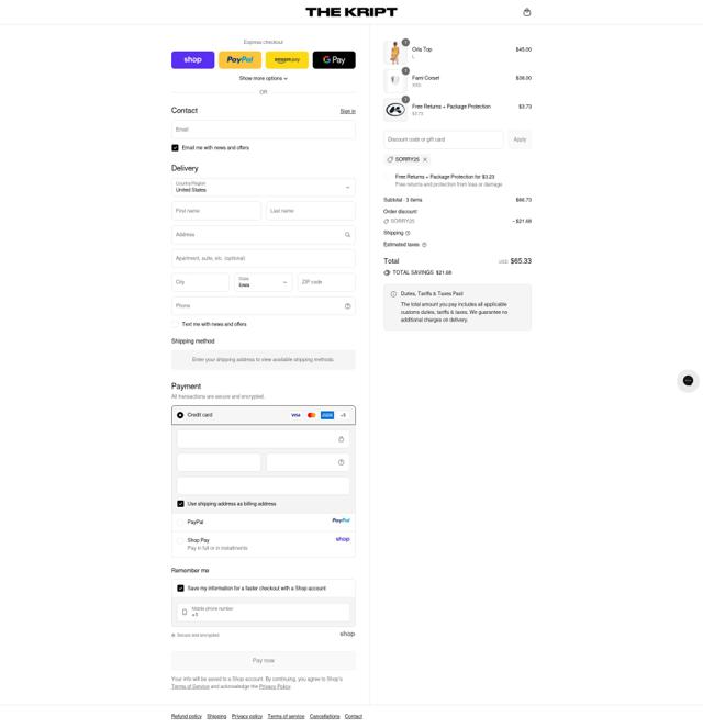 The Kript checkout page showing The Kript discount code box | Screenshot taken by SimplyCodes community member on Sep 10, 2025