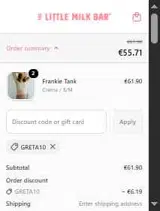 The Little Milk Bar coupon verification screenshot
