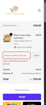 The Little Rose Shop coupon verification screenshot