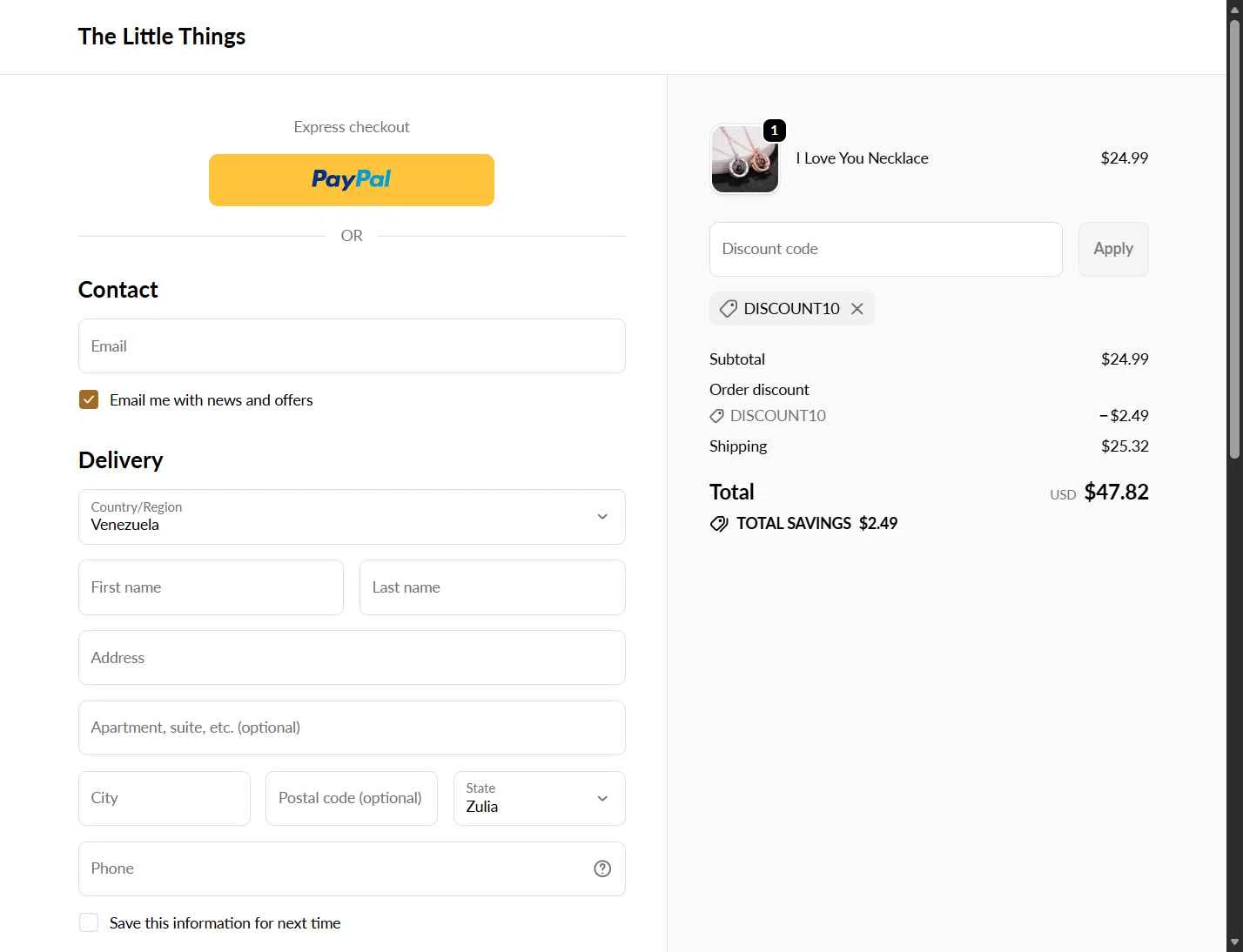 The Little Things checkout page showing The Little Things discount code box | Screenshot taken by SimplyCodes community member on Feb 18, 2026