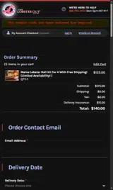 The Lobster Guy coupon verification screenshot