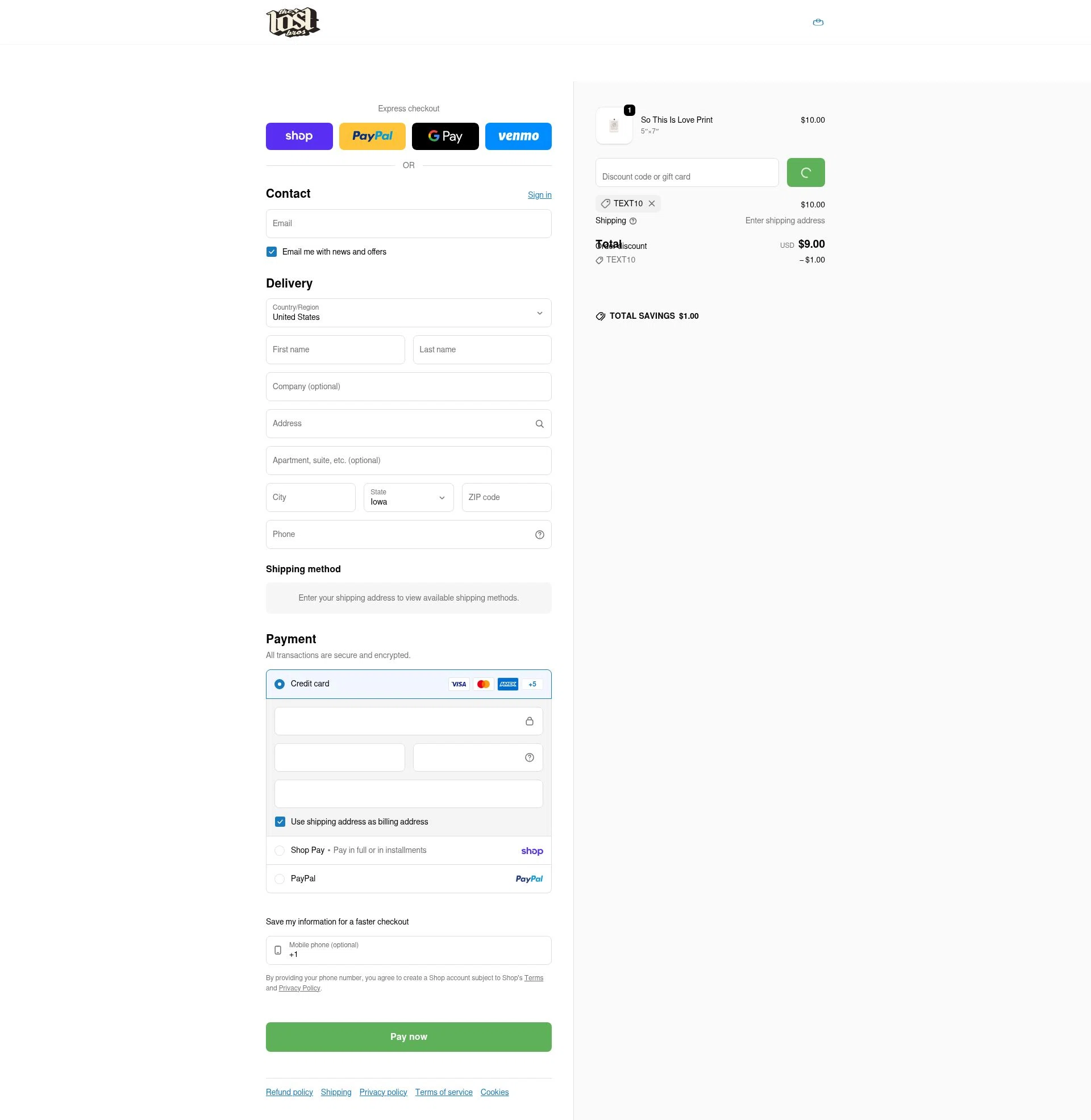 The Lost Bros checkout page showing The Lost Bros discount code box | Screenshot taken by SimplyCodes community member on Feb 20, 2026
