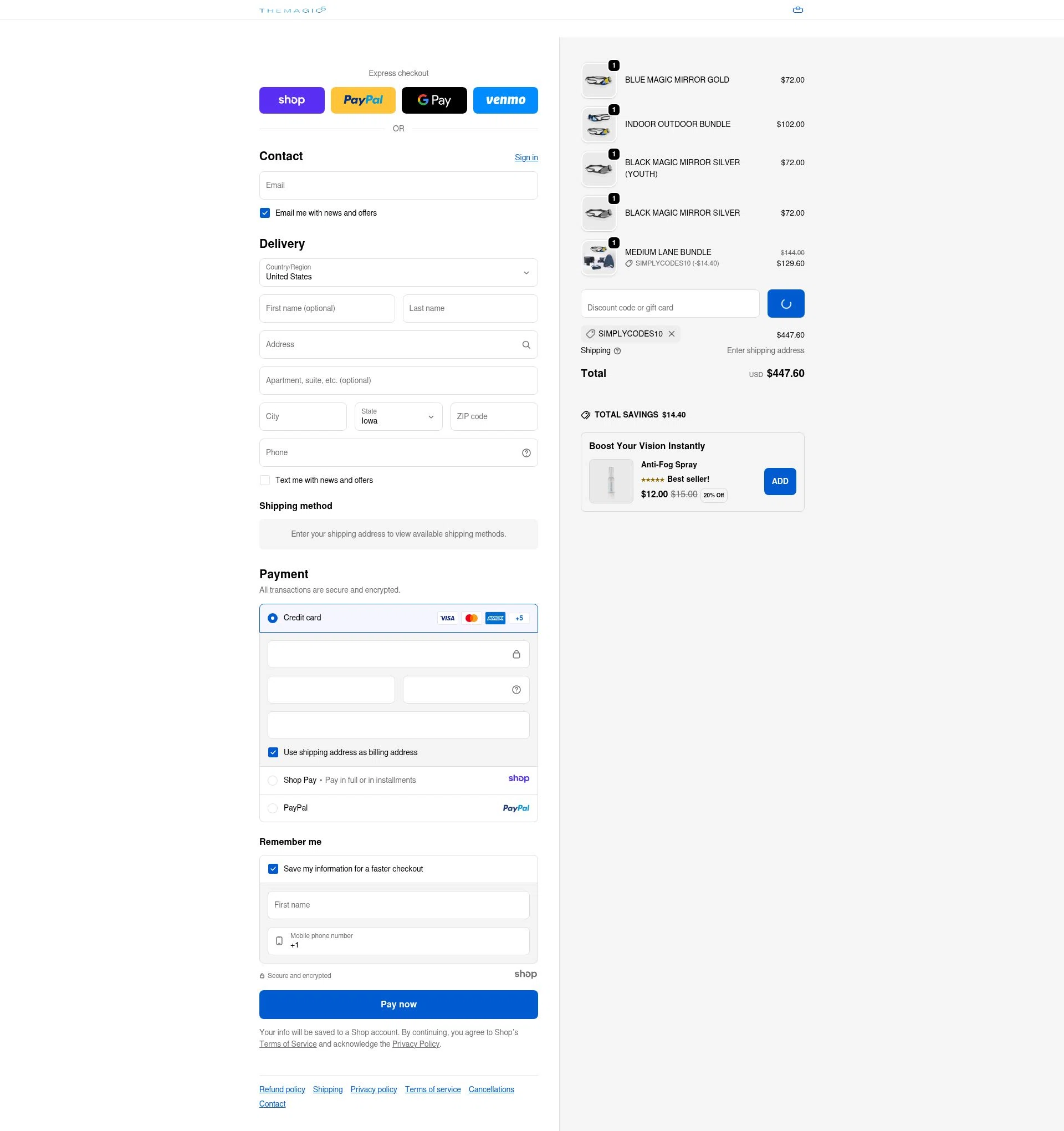 THEMAGIC5 checkout page showing THEMAGIC5 discount code box | Screenshot taken by SimplyCodes community member on Jan 8, 2026