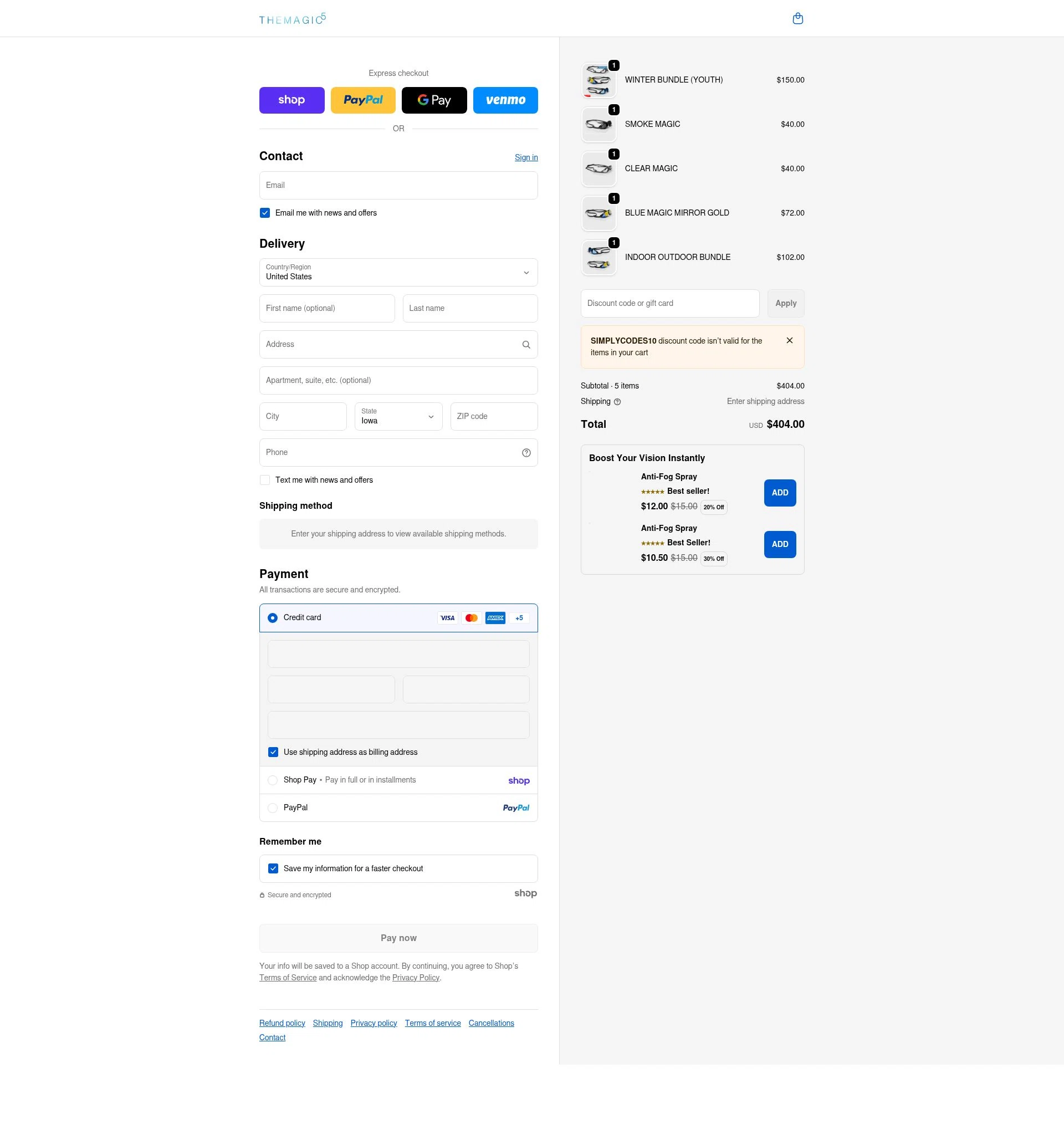 THEMAGIC5 checkout page showing THEMAGIC5 discount code box | Screenshot taken by SimplyCodes community member on Jan 27, 2026