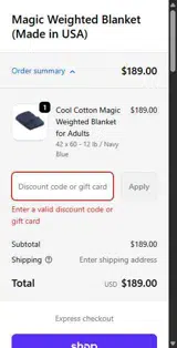 Magic Weighted Blanket coupon verification screenshot