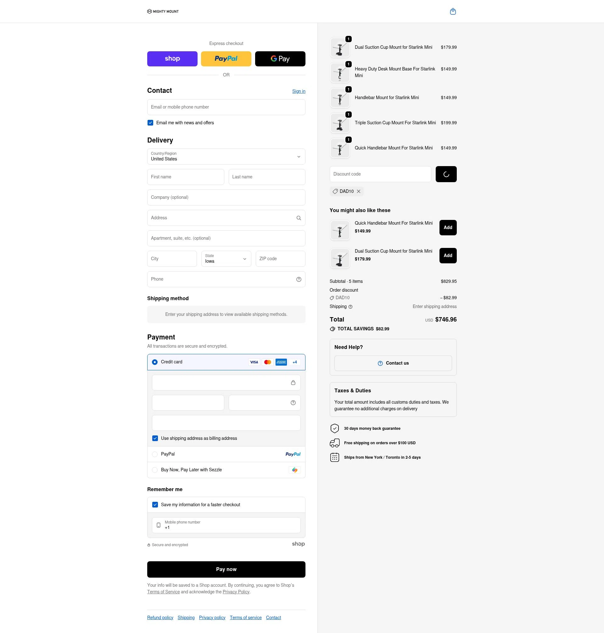Mighty Mount checkout page showing Mighty Mount promo code box | Screenshot taken by SimplyCodes community member on Jan 27, 2026