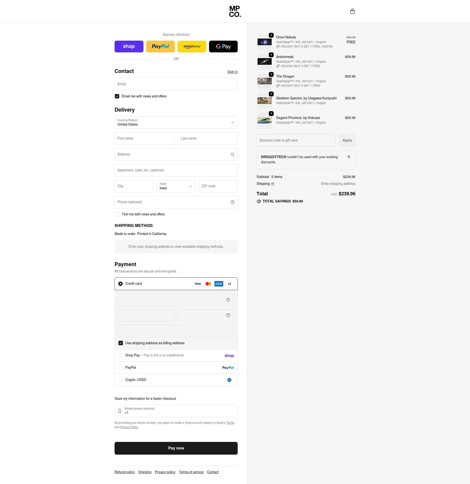 The Mousepad Company checkout page showing The Mousepad Company discount code box | Screenshot taken by SimplyCodes community member on Feb 9, 2026