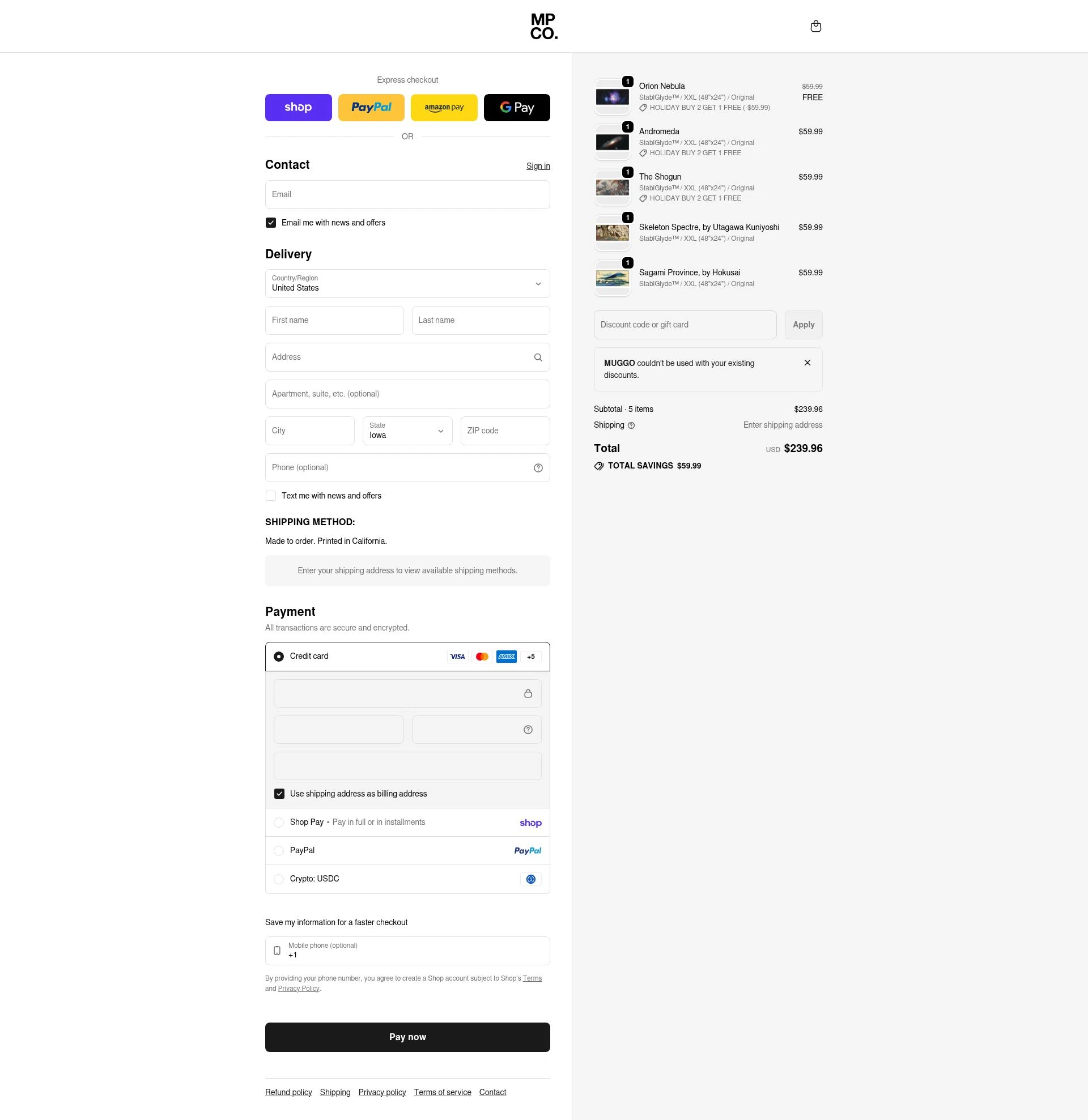 The Mousepad Company checkout page showing The Mousepad Company discount code box | Screenshot taken by SimplyCodes community member on Feb 9, 2026