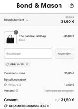 PRELUV coupon verification screenshot