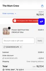 CREWCUP50 coupon verification screenshot
