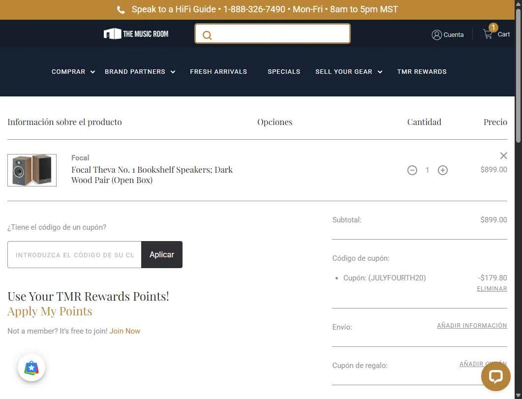 The Music Room checkout page showing The Music Room coupon code box | Screenshot taken by SimplyCodes community member on Jul 4, 2025