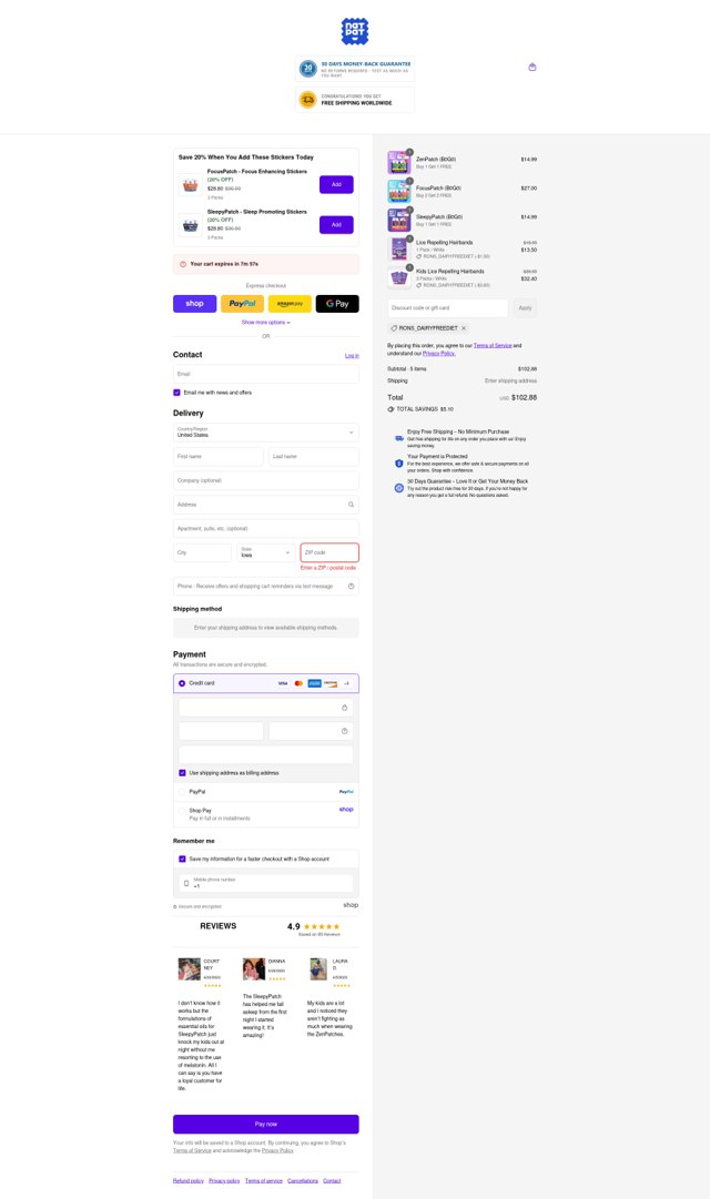 The Natural Patch checkout page showing The Natural Patch promo code box | Screenshot taken by SimplyCodes community member on Sep 2, 2025