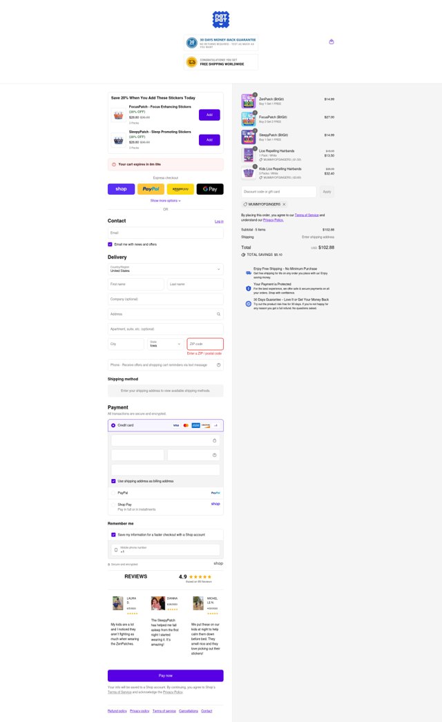 The Natural Patch checkout page showing The Natural Patch promo code box | Screenshot taken by SimplyCodes community member on Sep 2, 2025