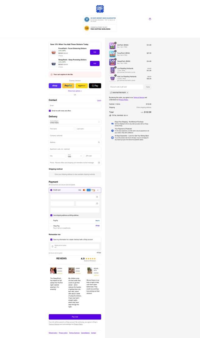 The Natural Patch checkout page showing The Natural Patch promo code box | Screenshot taken by SimplyCodes community member on Sep 2, 2025