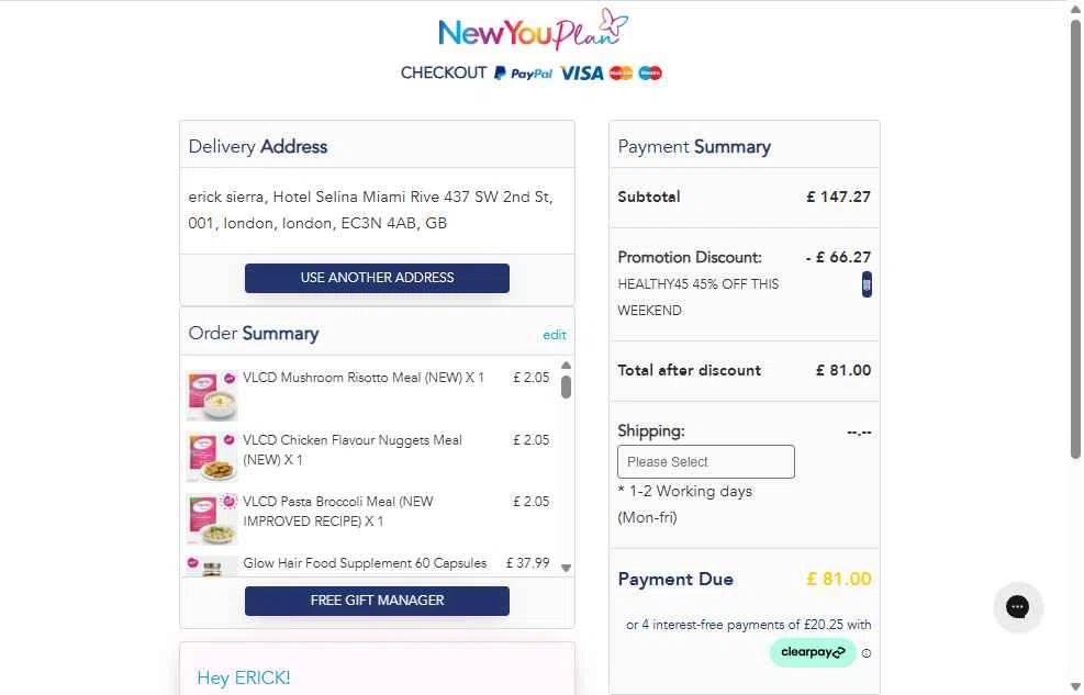 The New You Plan checkout page showing The New You Plan discount code box | Screenshot taken by SimplyCodes community member on Jan 23, 2026
