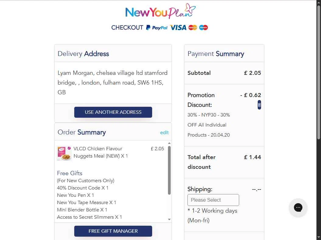 The New You Plan checkout page showing The New You Plan discount code box | Screenshot taken by SimplyCodes community member on Jan 24, 2026