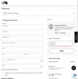 The North Face coupon verification screenshot