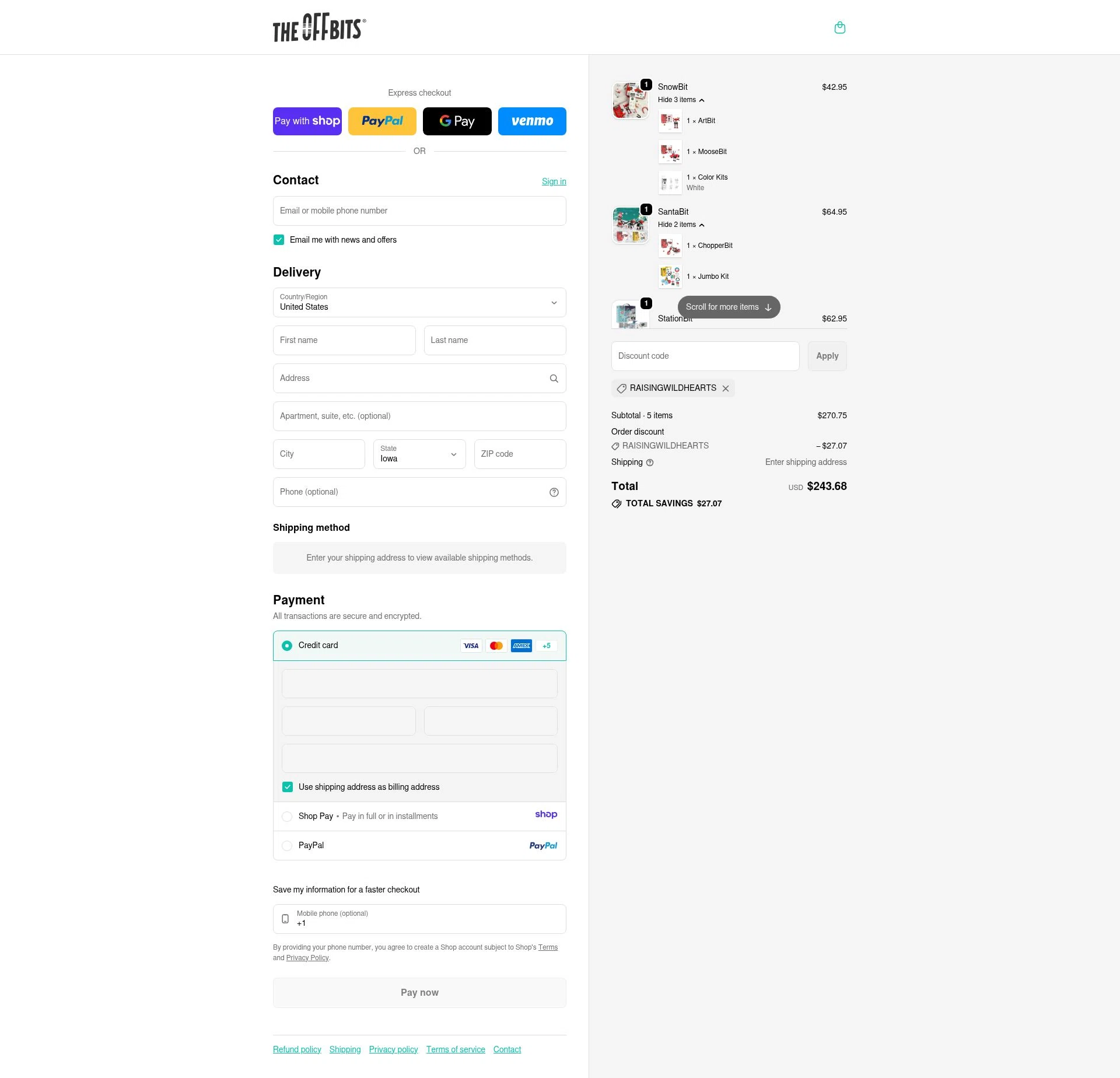 The OFFBITS checkout page showing The OFFBITS promo code box | Screenshot taken by SimplyCodes community member on Jan 7, 2026