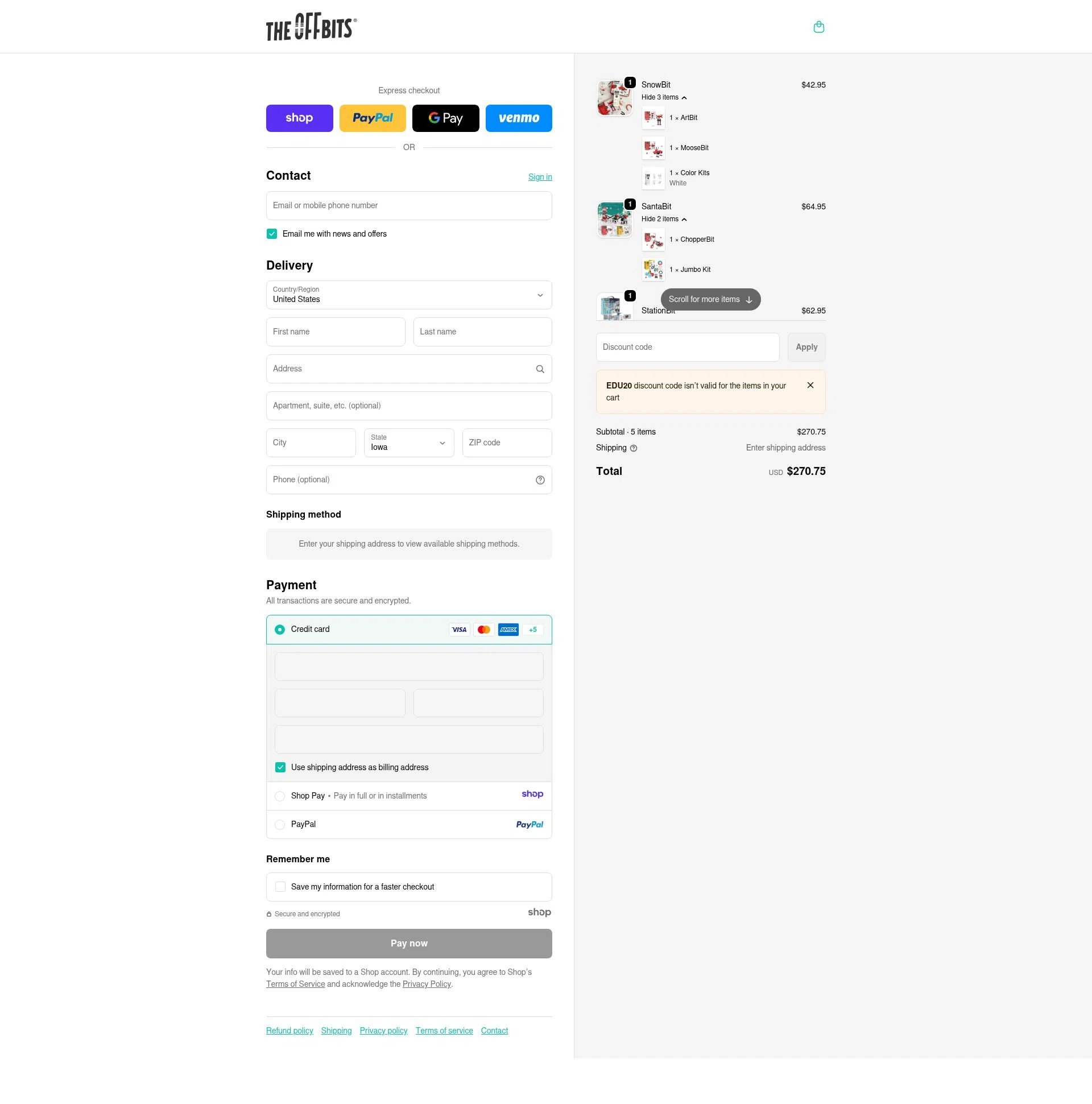 The OFFBITS checkout page showing The OFFBITS promo code box | Screenshot taken by SimplyCodes community member on Jan 2, 2026