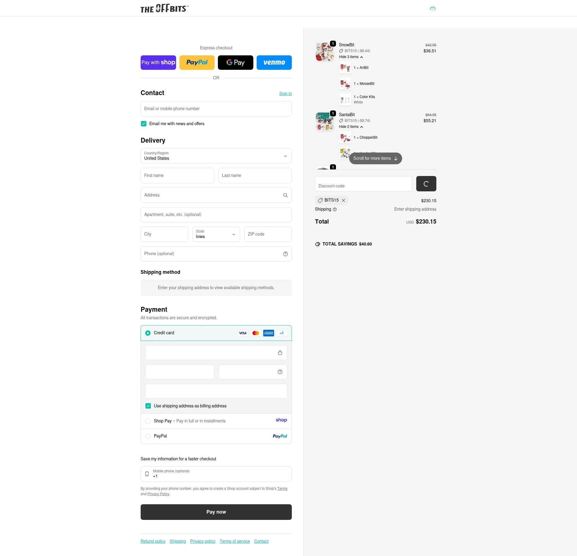 The OFFBITS checkout page showing The OFFBITS promo code box | Screenshot taken by SimplyCodes community member on Jan 7, 2026